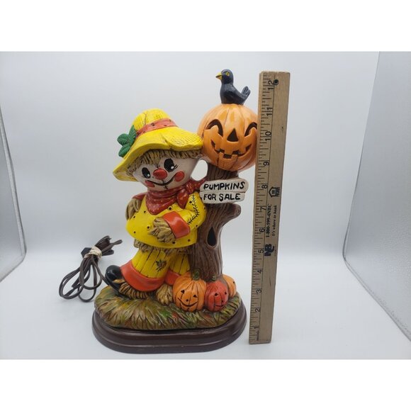 Halloween Ceramic Scarecrow Jack O Lantern Pumpkins For Sale Fall Decor Vintage - Picture 11 of 11